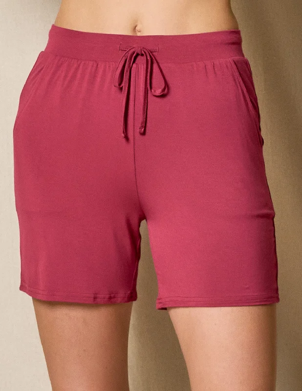 Bamboo Sleep Shorts - Burgundy Rose