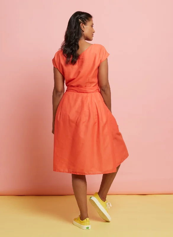 Beatrice Dress - Coral Cotton