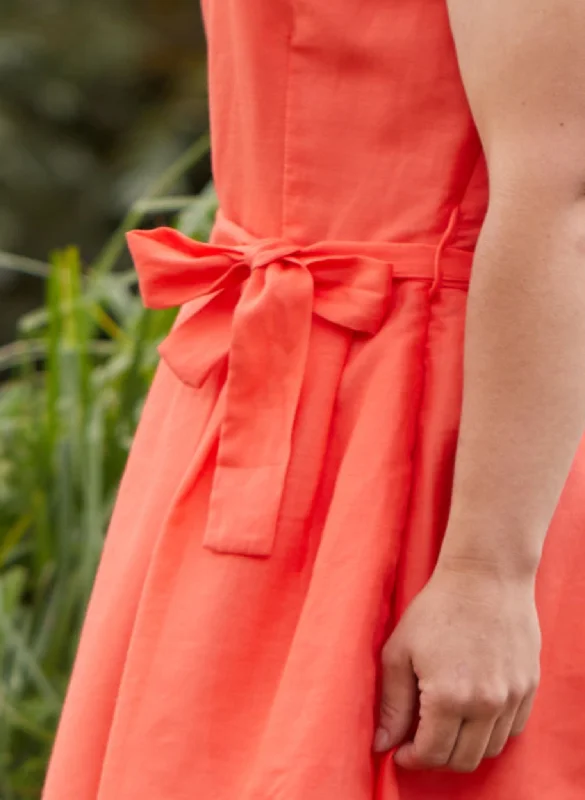 Beatrice Dress - Coral Cotton