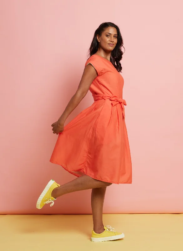 Beatrice Dress - Coral Cotton