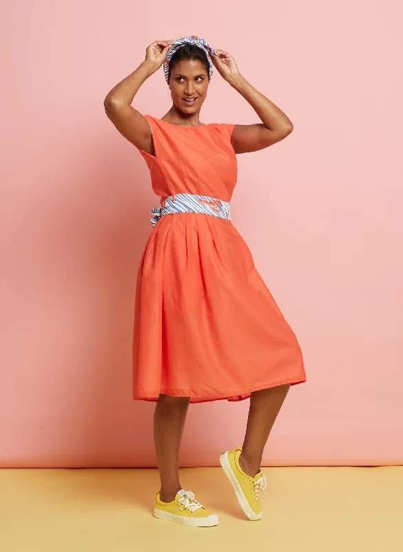 Beatrice Dress - Coral Cotton