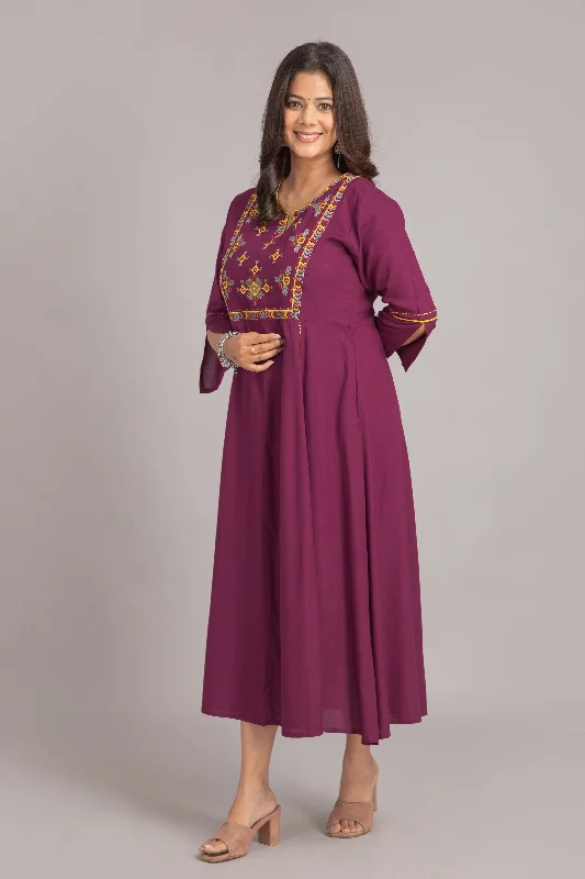 Beautiful Phulkari Embroidered Flared Kurti Long Dress