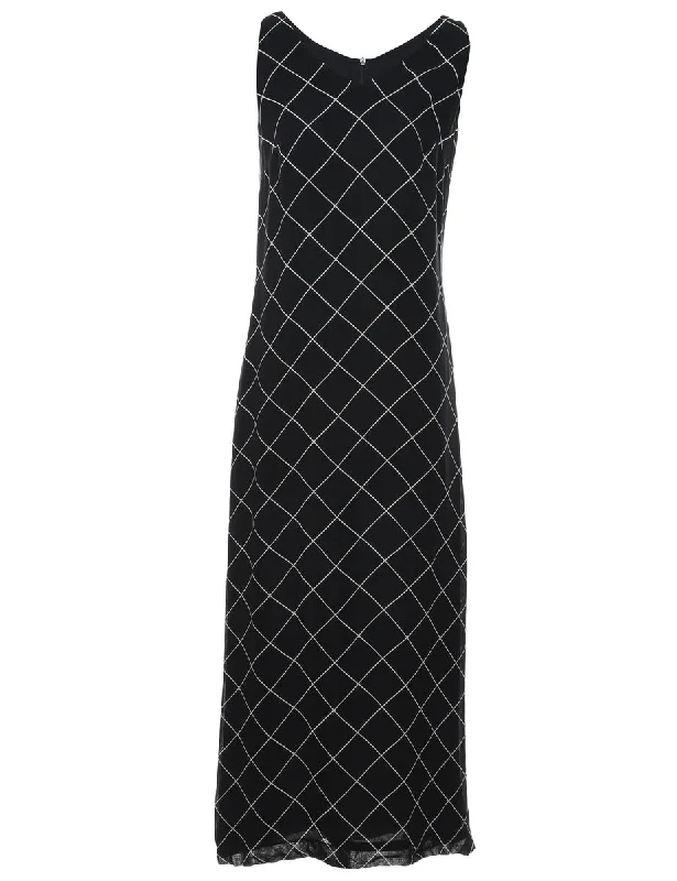 Black Checked Maxi Dress - S