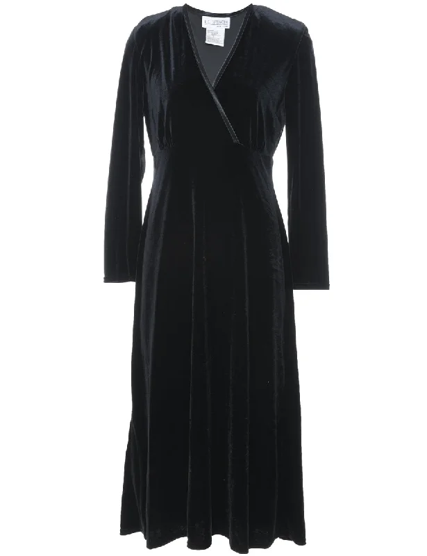 Black Velvet Evening Dress - M