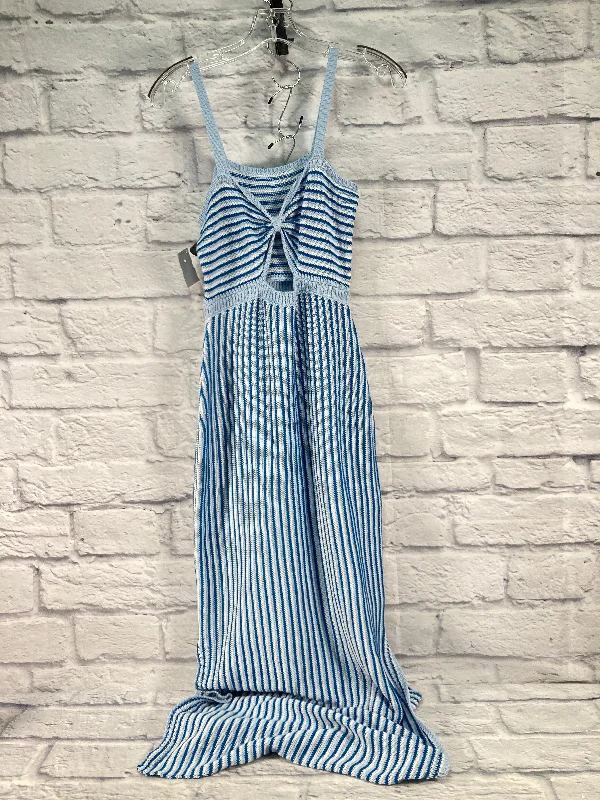 Blue & White Dress Casual Maxi Clothes Mentor, Size S