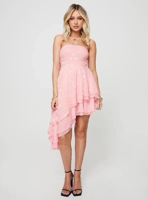 Candyn Asymmetric Mini Dress Pink