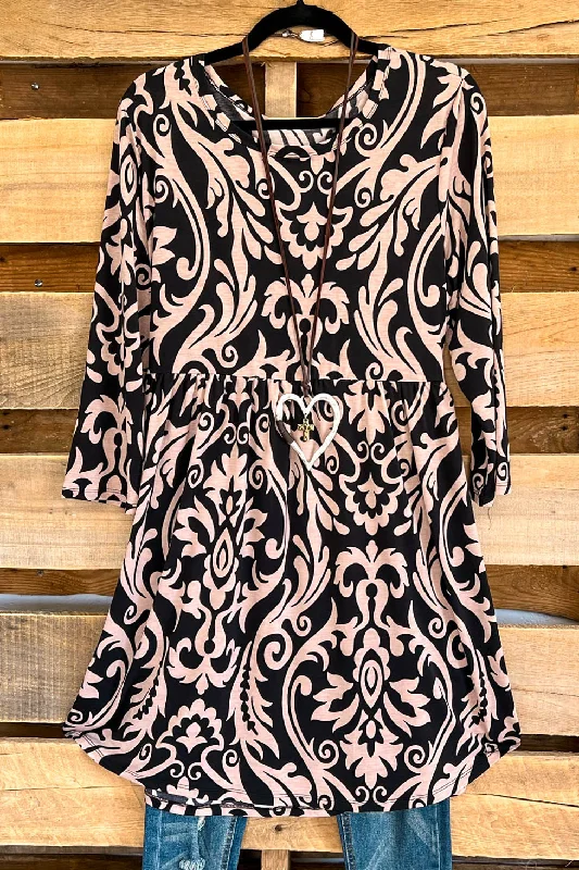 Charming Damask Dress - Taupe