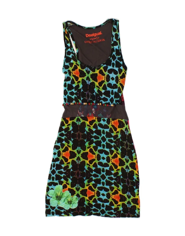 DESIGUAL Womens Cirque Du Soleil Abstract Pattern Dress UK 8 Small Black