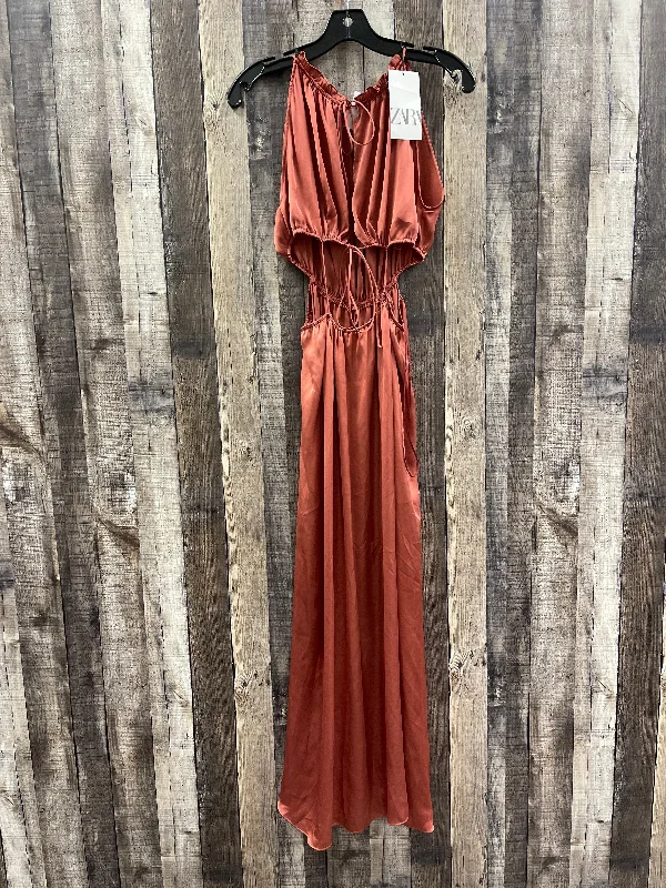 Dress Party Long By Zara In Brown, Size: S