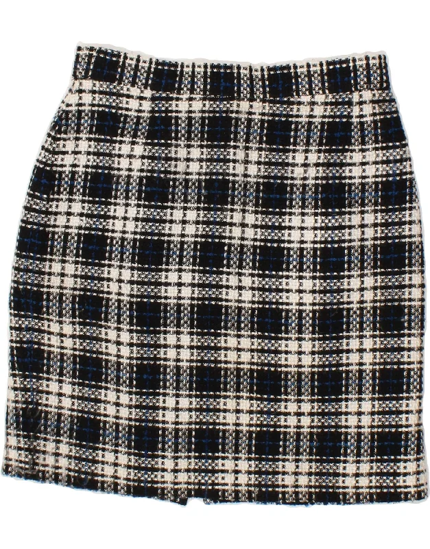 ELEGANCE Womens Pencil Skirt IT 42 Medium W28 Black Check Polyacrylic