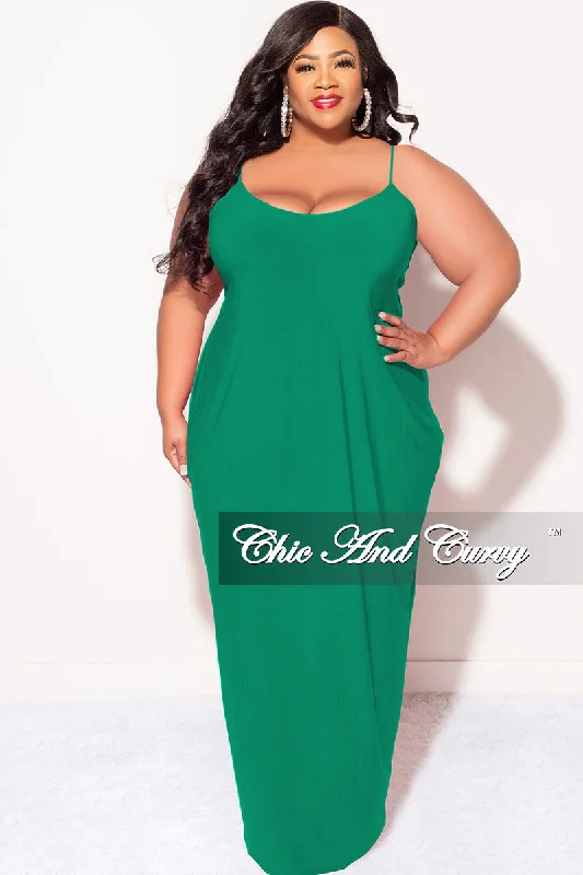 Final Sale Plus Size Spaghetti Strap Maxi Dress in Kelly Green