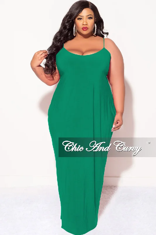 Final Sale Plus Size Spaghetti Strap Maxi Dress in Kelly Green