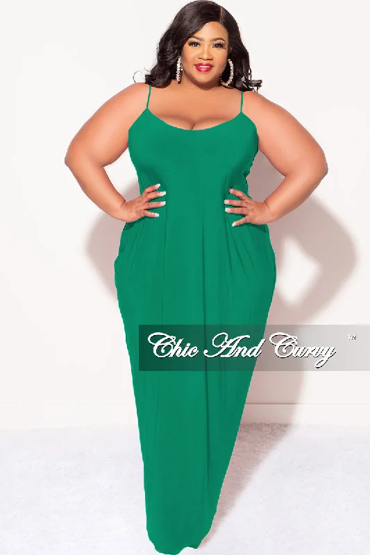 Final Sale Plus Size Spaghetti Strap Maxi Dress in Kelly Green