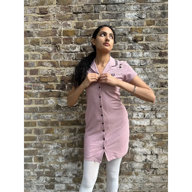 Fred Perry X Amy Winehouse - Women's SD5144 Button Through Dusky Rose Pink Pique - Dress