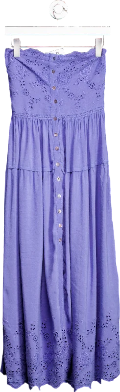 Free People Blue Evelyn Eyelet Midi Dress UK M