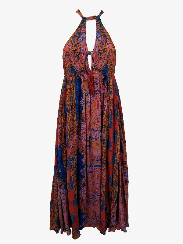 Free People Boho Halter Neck Maxi Dress Size 6