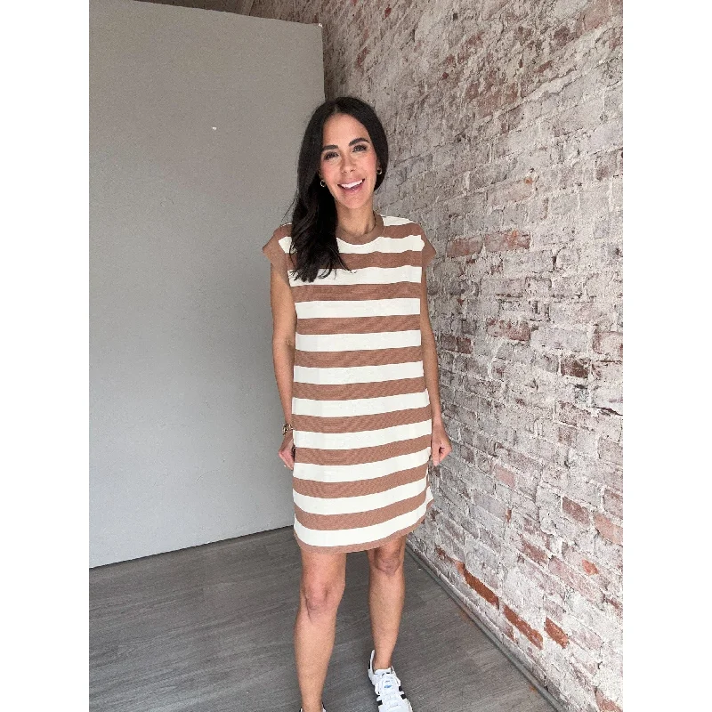 Graham Striped Mini Dress - Mocha