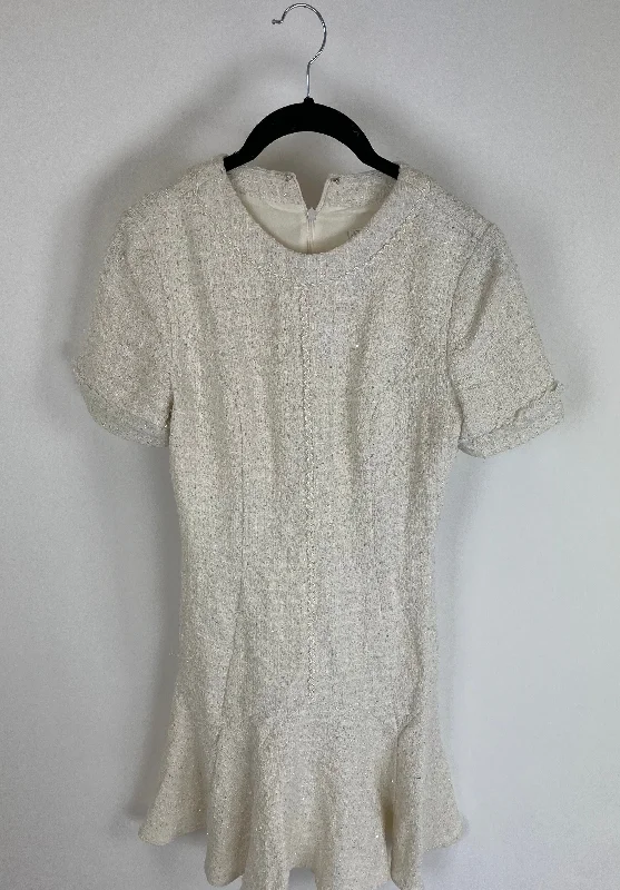 Pearl White Tweed Mini Dress - Size 4