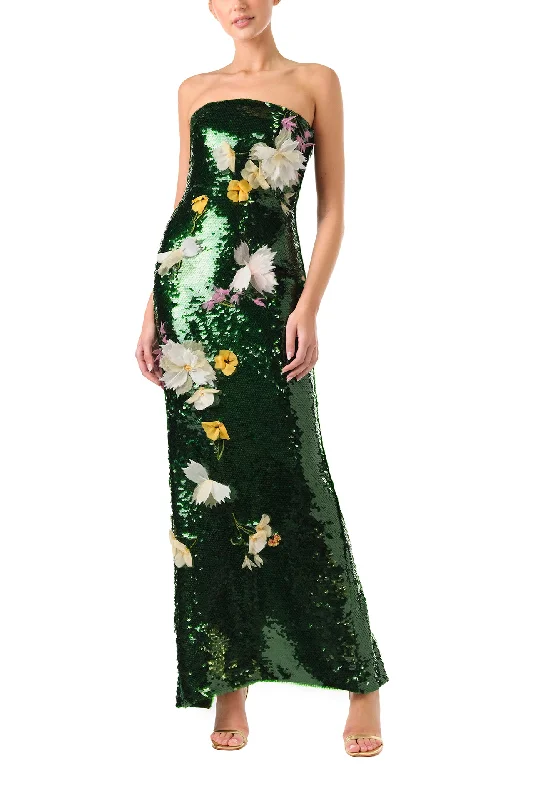 Floral Sequin Column Gown