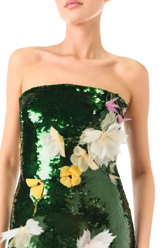 Floral Sequin Column Gown