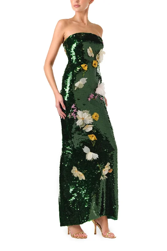 Floral Sequin Column Gown