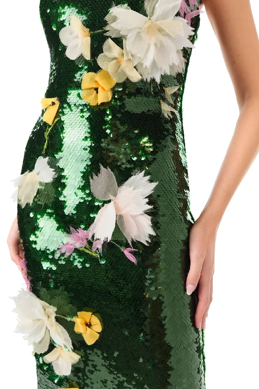 Floral Sequin Column Gown