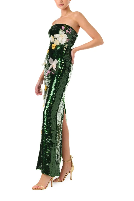 Floral Sequin Column Gown