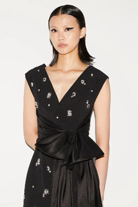 KINSLEY DRESS BLACK EMBELLISHED CREPE