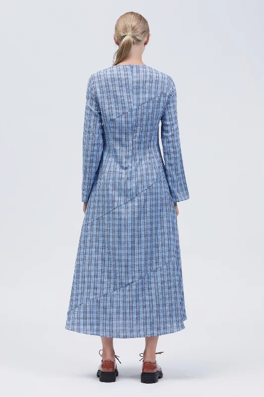 Kust Midi Dress Blue/Brown Check