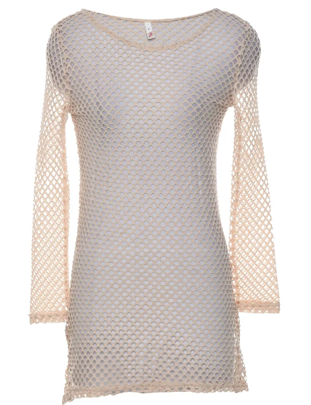 Light Brown Crochet Dress - S