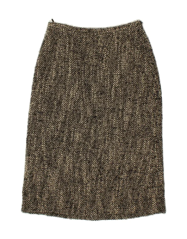 MAX MARA Womens Midi Skirt UK 12 Medium W28 Black Flecked Wool