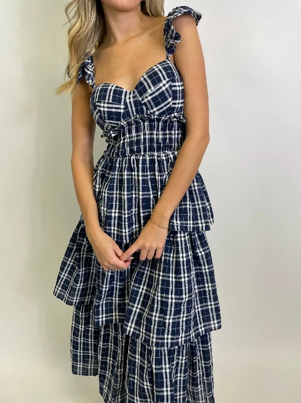 THE KINSLEY PLAID MIDI DRESS