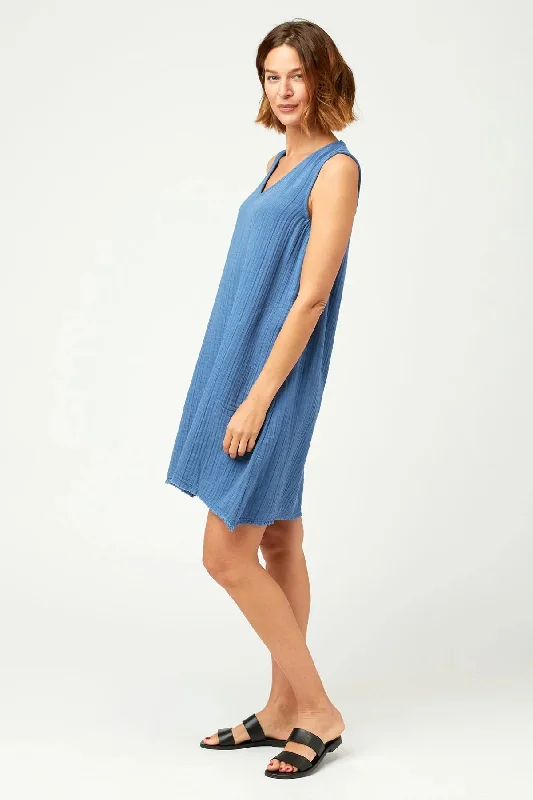 Mori Gauze Dress - Skydiver Pigment