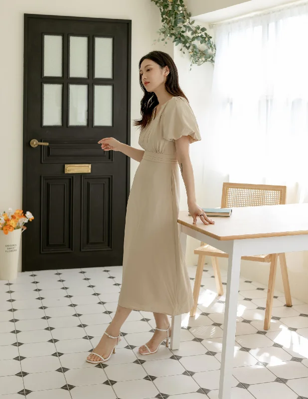 Ophelia Midi Dress in Sand