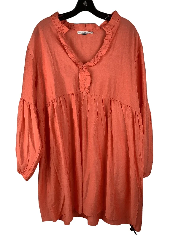 Orange Dress Casual Midi Cmc, Size Xxl