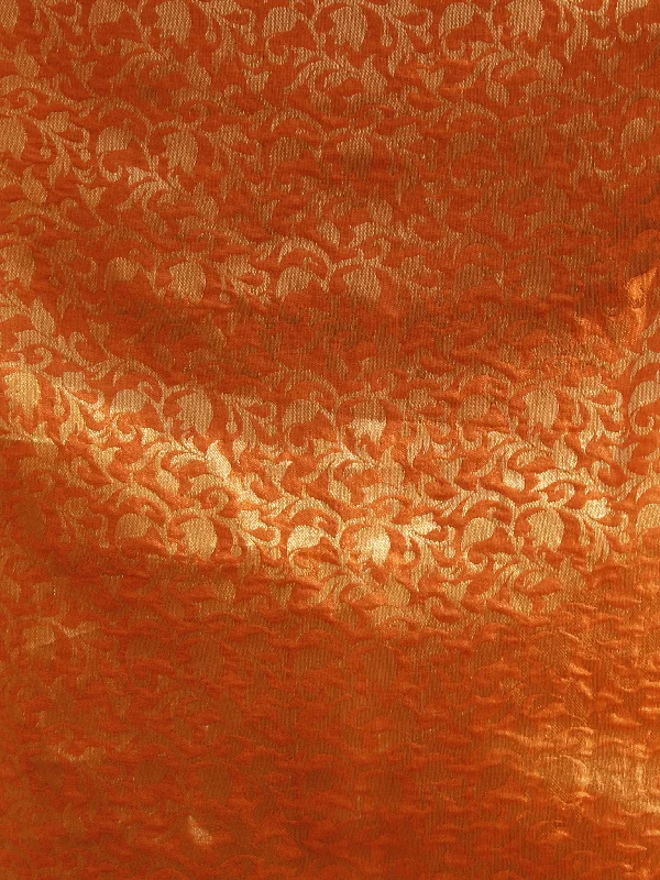 Orange Golden Brocade Kurta With Side Slit - 128F001