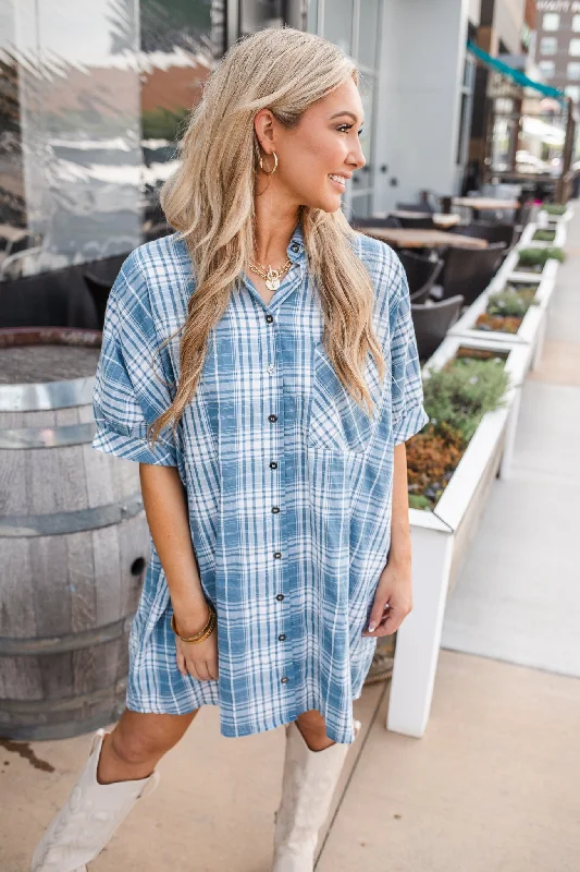 Prim Plaid Button Down Dress