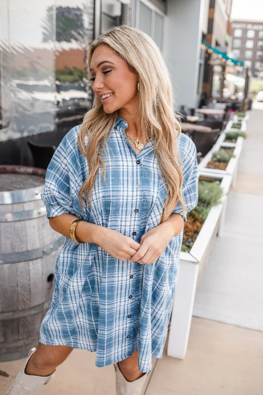 Prim Plaid Button Down Dress