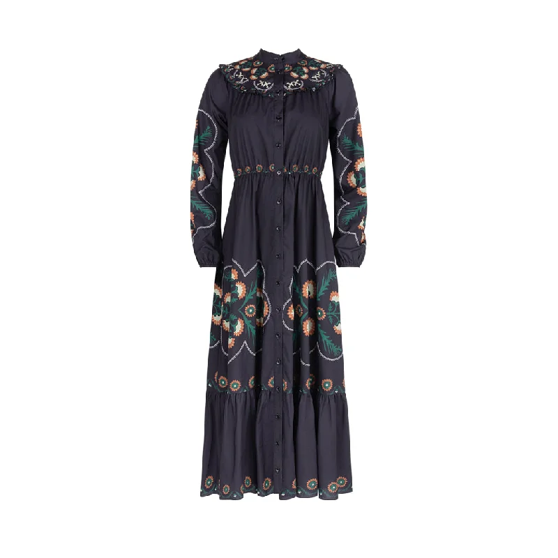 Puff Sleeve Embroidered Dress