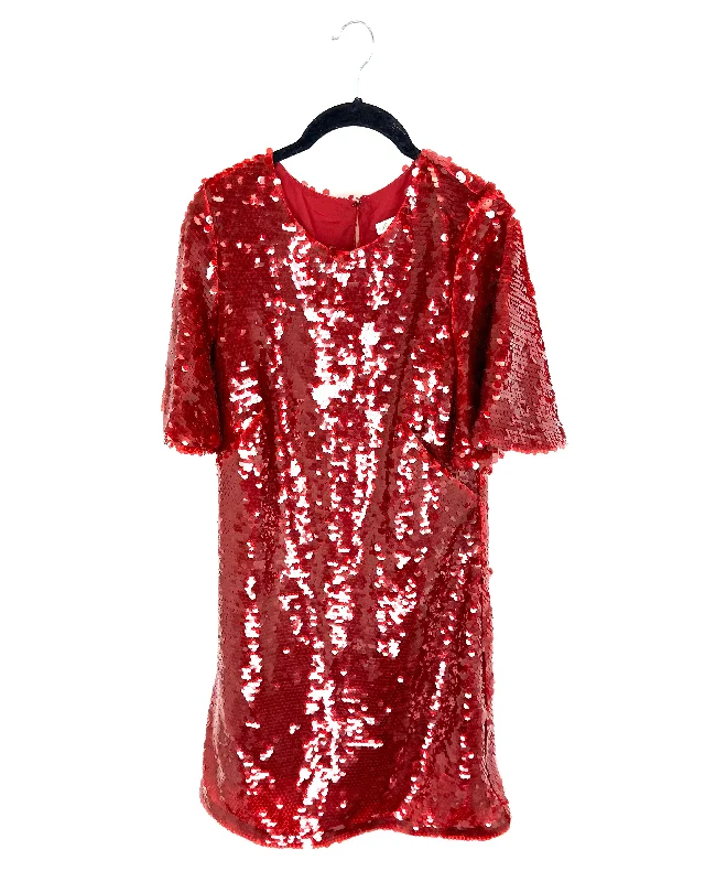 Red Sequin Mini Dress - Size 6