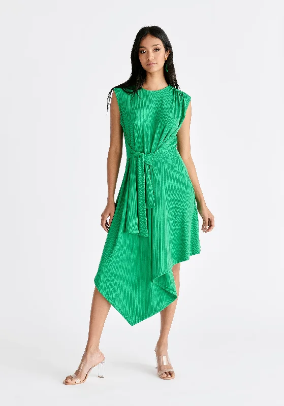 Ribbed Asymmetric Hem Dress