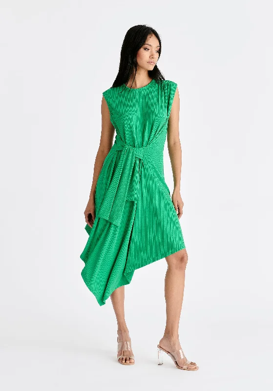 Ribbed Asymmetric Hem Dress