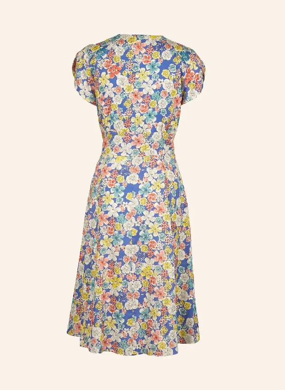 Rita - Blue Hibiscus Dress