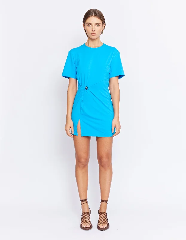 ROSCO TWIST DRESS | CYAN