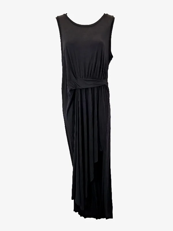 Sass & Bide Charcoal Light Asymmetric Draped Midi Dress Size L