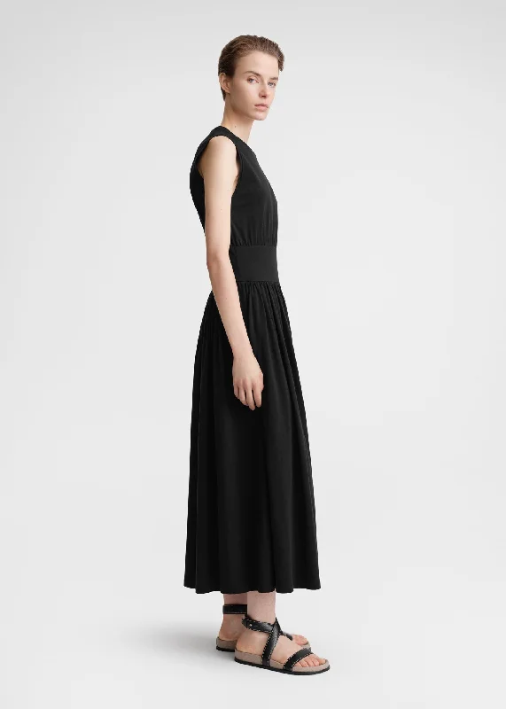 Sleeveless cotton tee dress black