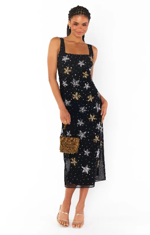 Stassi Starfish Midi Dress Black