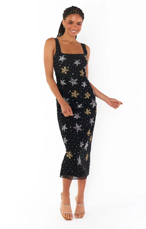 Stassi Starfish Midi Dress Black