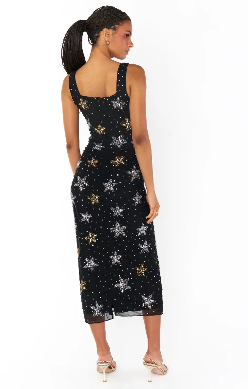 Stassi Starfish Midi Dress Black