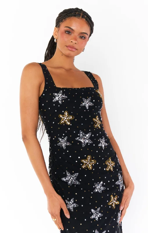 Stassi Starfish Midi Dress Black